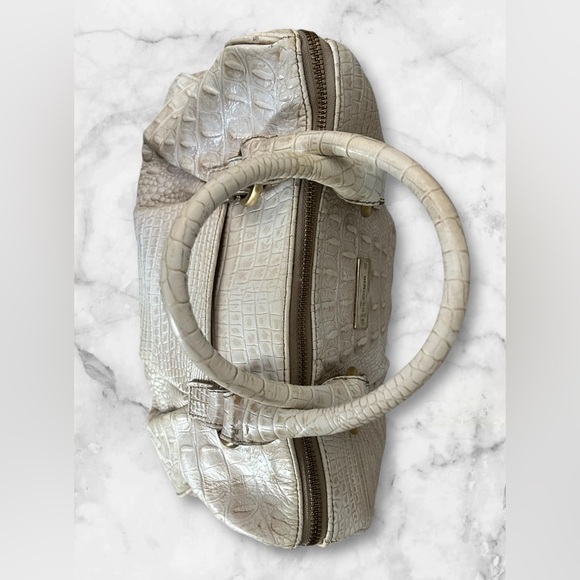 Brahmin Cream Croc Embossed Satchel Tote Purse - Picture 11 of 16